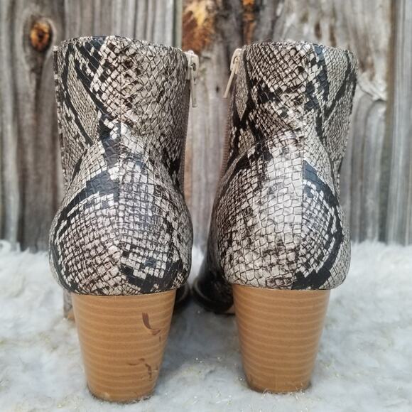 Snake Print Zip Ankle Boots Lulus x Matisse Spirit Size 7.5 Tan Synthetic Bootie - Picture 6 of 14